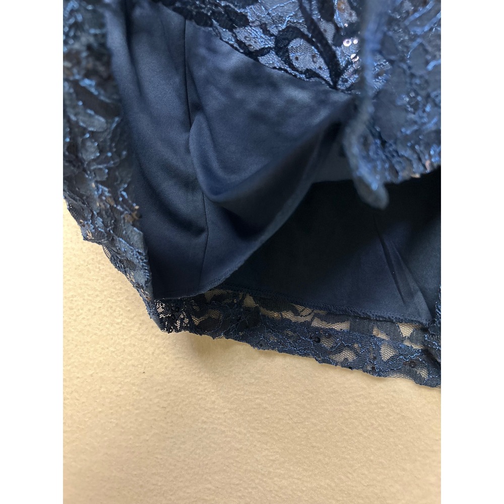 Cocktail Party Venus Womens 20 Blue Lace Sequin Bell Sleeve Off Shoulder Dress - Picture 5 of 12